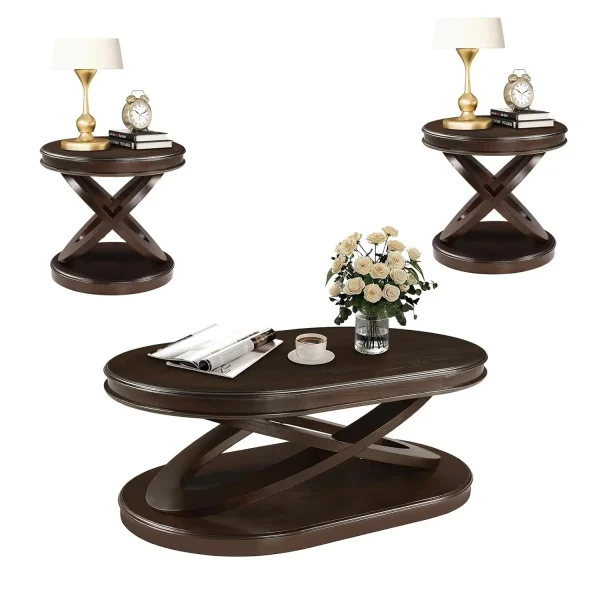 Vintage Wood Coffee Table Set